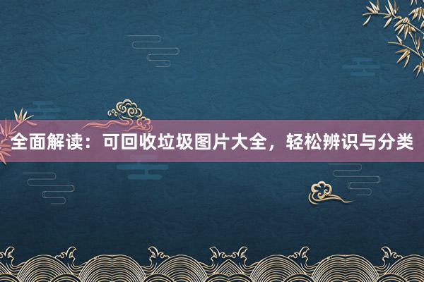 全面解读：可回收垃圾图片大全，轻松辨识与分类