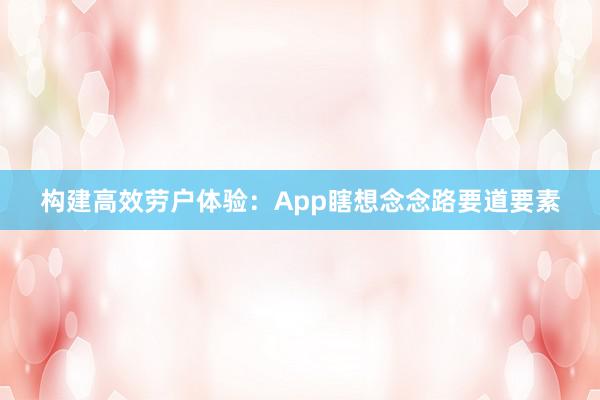 构建高效劳户体验：App瞎想念念路要道要素